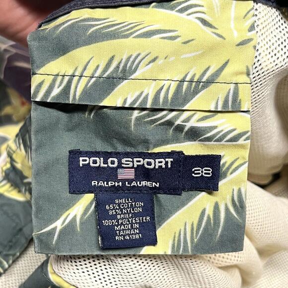 VTG Polo Sport Ralph Lauren Hawaiian Tropical Palm Trees Swim Trunks AOP Size 38 - Picture 4 of 11